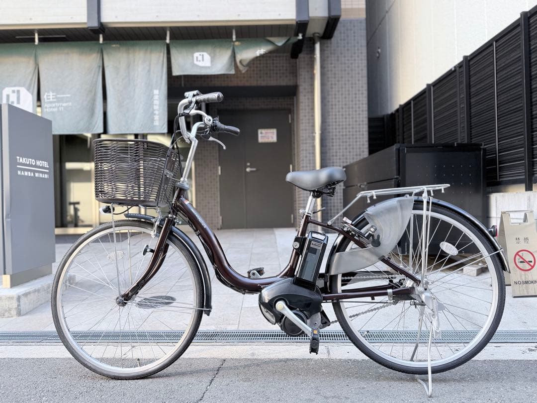 大阪府　ヤマハ　電動アシスト自転車 ブラウン 前バスケット付き