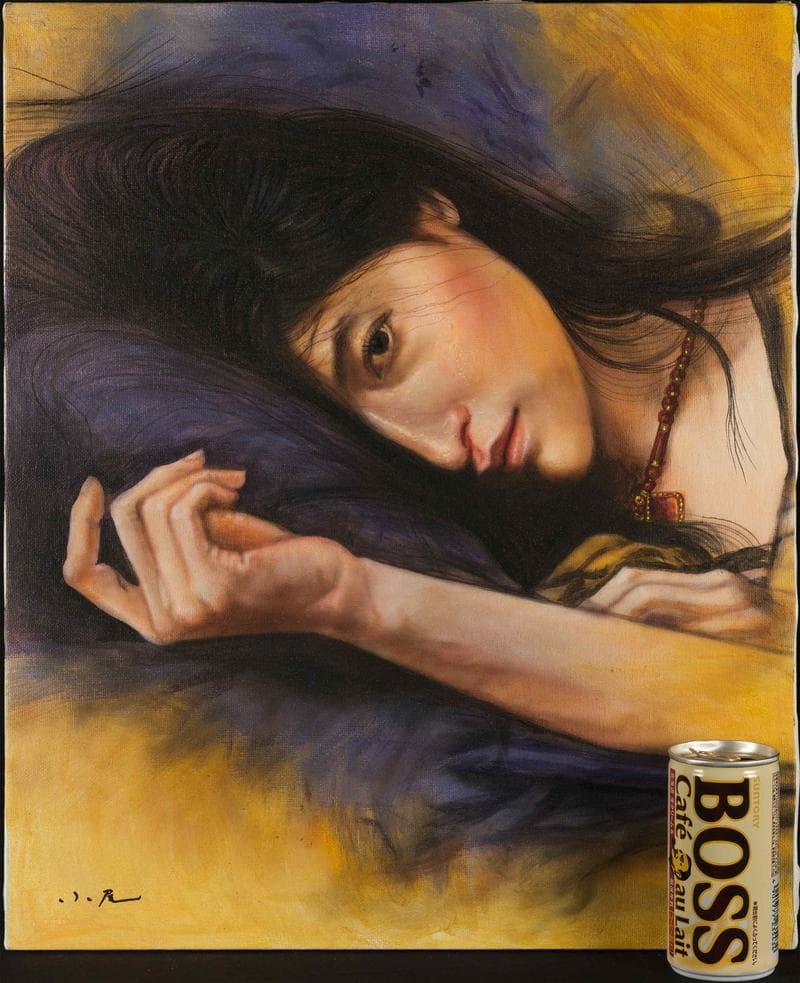 小尾修　油彩　肉筆『余韻』表サイン　共シール　F8号　額無　b882