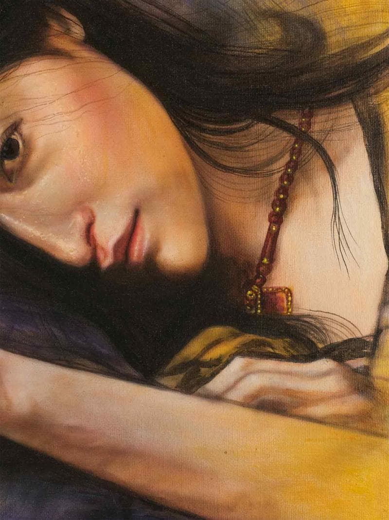 小尾修　油彩　肉筆『余韻』表サイン　共シール　F8号　額無　b882