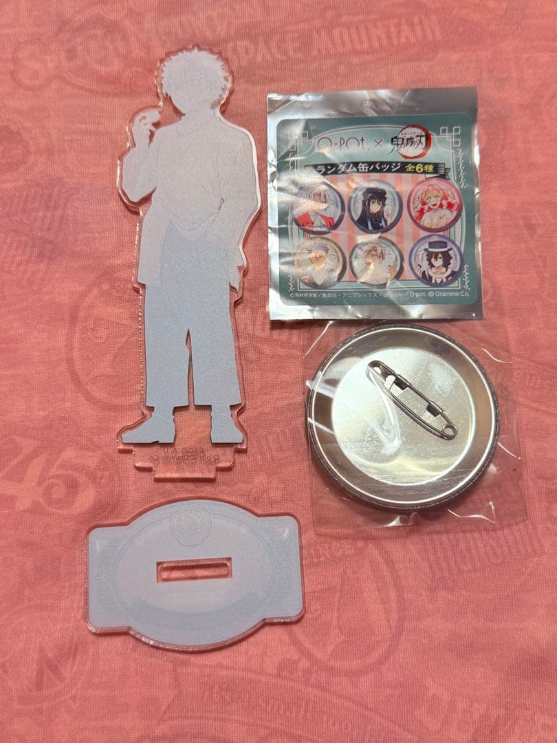 鬼滅の刃　不死川実弥　Q-pot アクリルスタンド　缶バッジ　セット　qpot