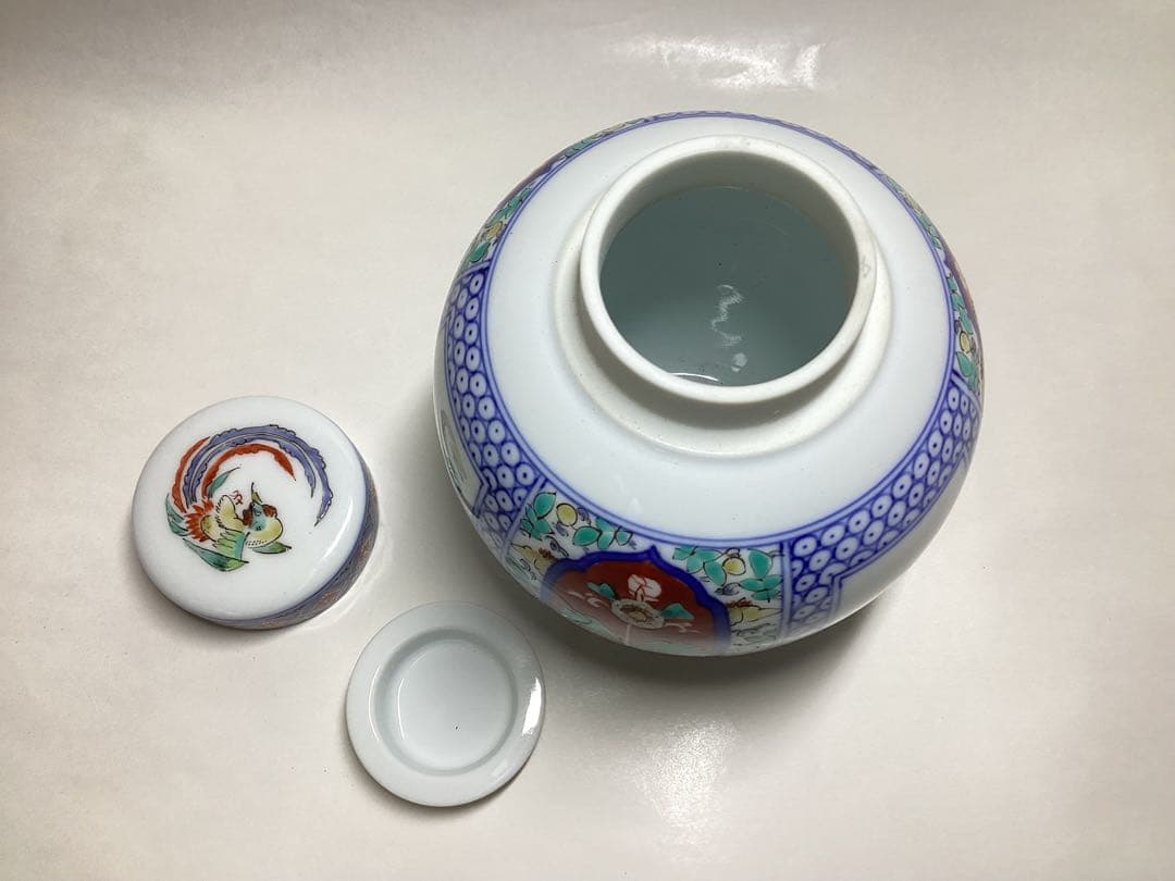 茶入 茶壷 白磁 13代酒井田柿右衛門 木箱入 茶道具 古物品