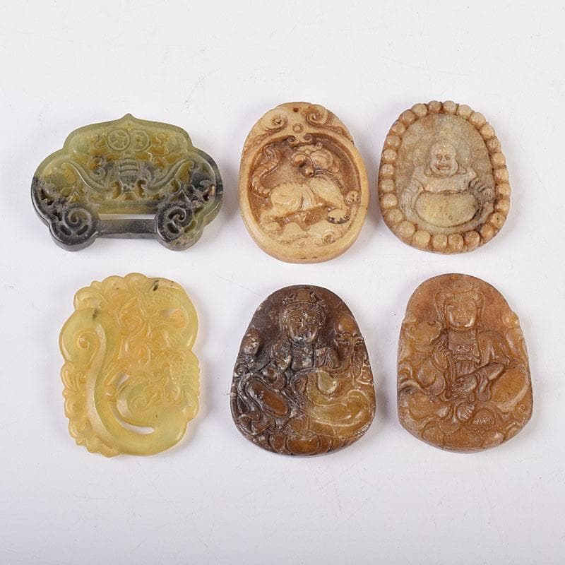 中国　玉石彫刻　玉器　玉珮　根付　11点まとめて　V　R8957