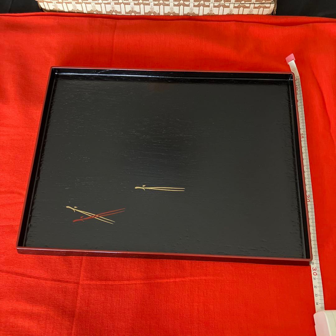 【新品】天然木漆器トレー　5セット　大丸