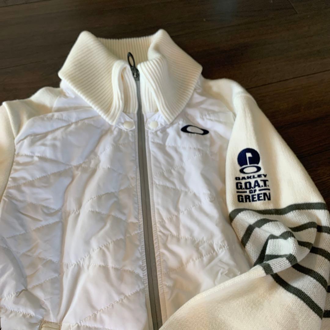 Oakley ストライプ入り ジップアップジャケット M ホワイト