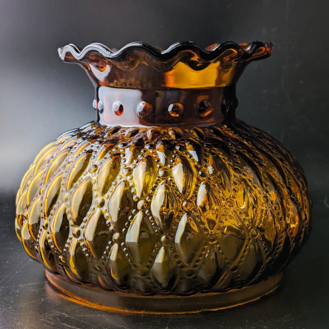 アンバー滴模様ガラスシェード ビンテージ ランプ用 コールマンCQ アラジン等