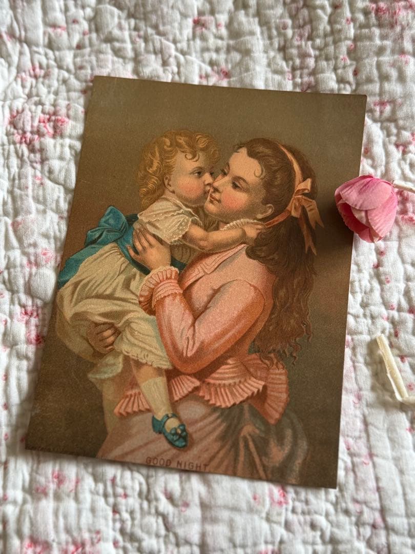 アンティーク　カード　ヴィクトリア朝時代大型クロモリトグラフフランスアンティーク