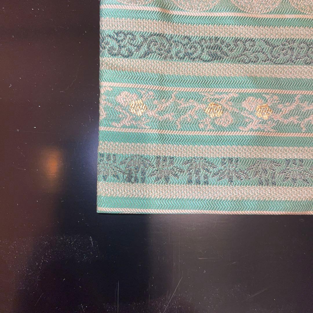 青緑色の絹製茶道用古帛紗