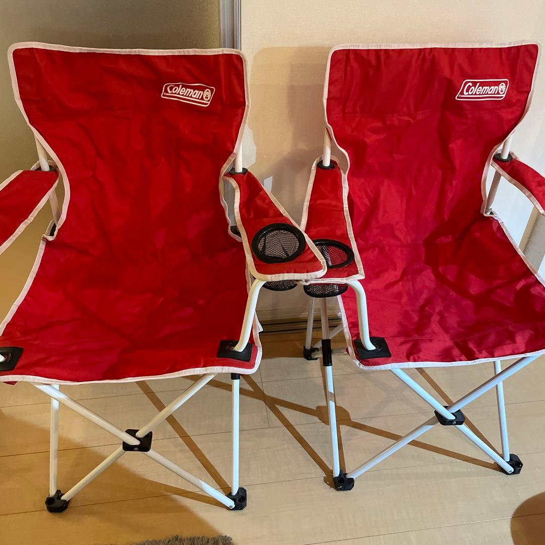 収納袋あり！Coleman 折りたたみアウトドアチェア 赤　セット