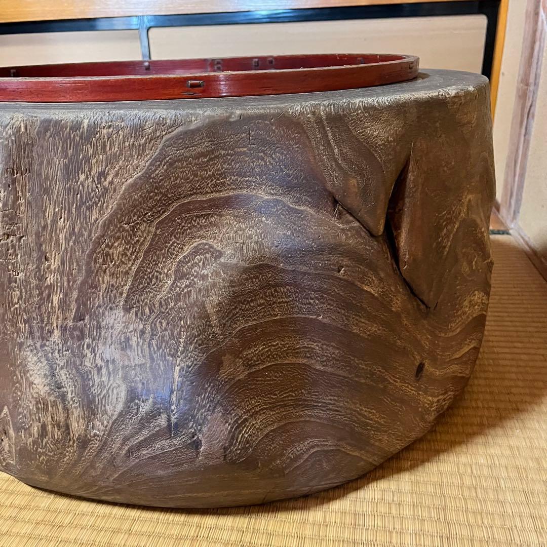ヴィンテージ　希少　丸太くり抜き　大火鉢　古道具