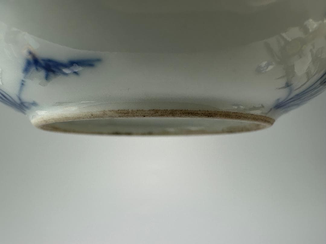 中国美術　清時代　清朝　青花人物画香合　蓋物　唐物　古物保証　時代物　香道具