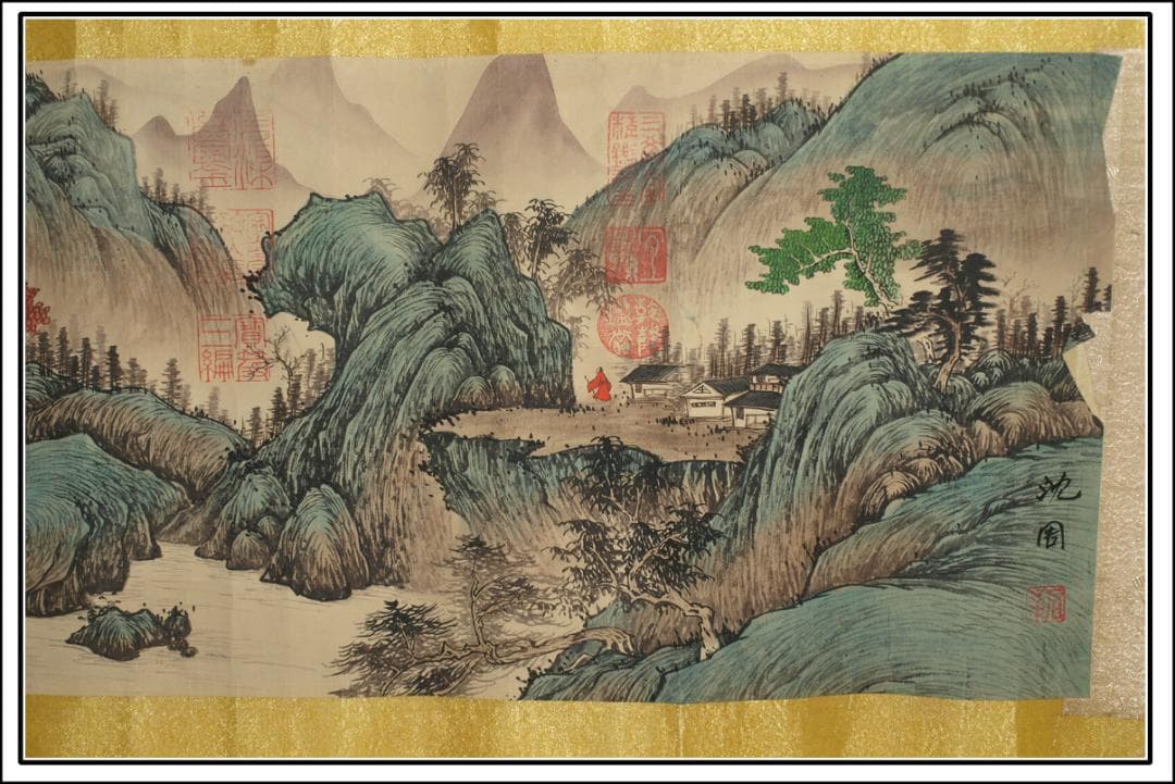 骨董市仕入れ品　中国明時代の掛軸　沈周作 骨董品 BD358A11-6