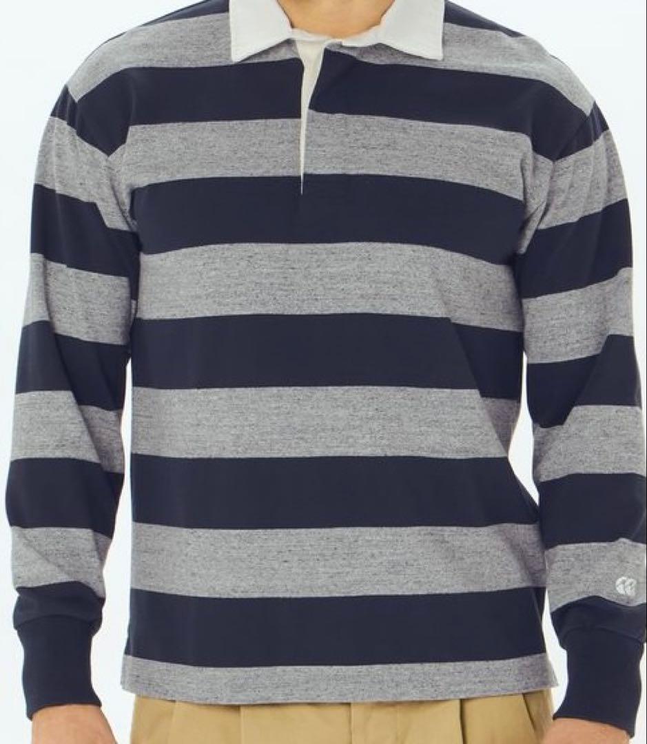 【美品】Canterbury ラガーシャツ グレー/ネイビー