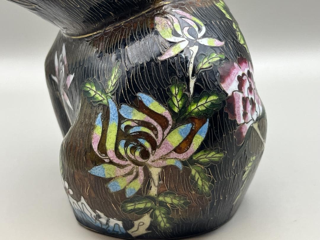 【海】七宝銅胎琺瑯　可愛子犬　古銅 時代品 骨董品　中国美術品