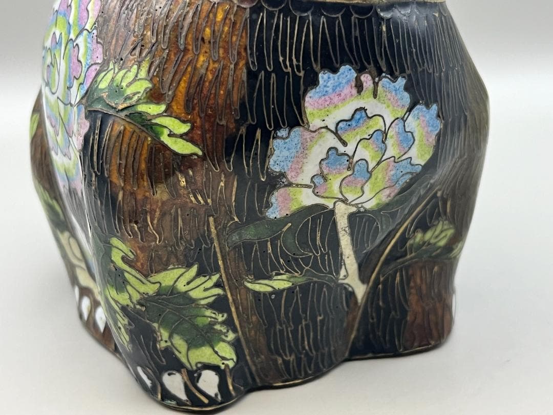 【海】七宝銅胎琺瑯　可愛子犬　古銅 時代品 骨董品　中国美術品