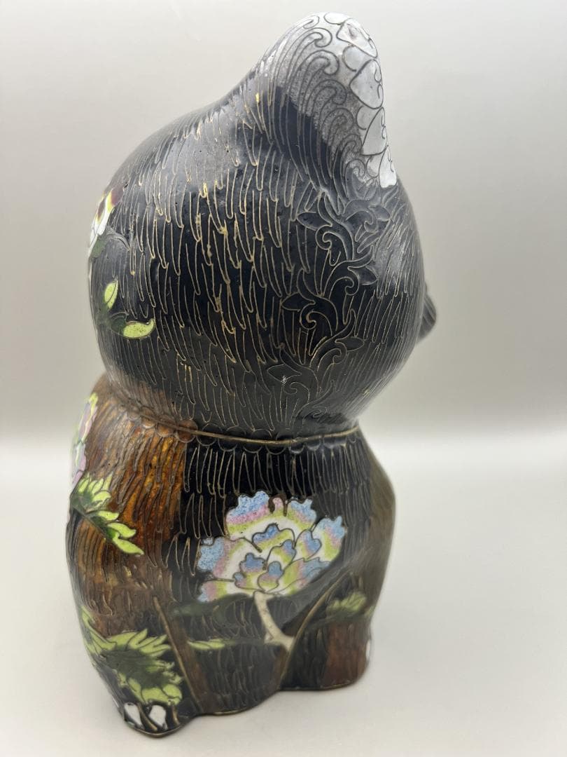 【海】七宝銅胎琺瑯　可愛子犬　古銅 時代品 骨董品　中国美術品