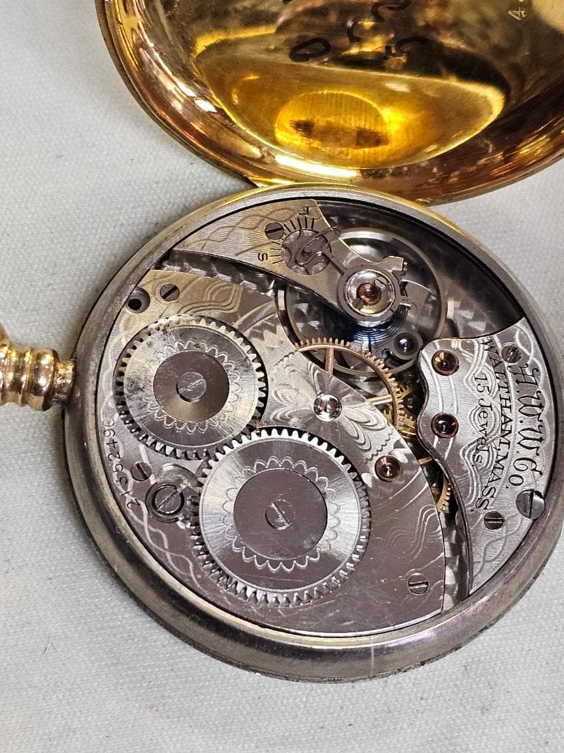 清*水様 1900年代 アメリカ製 ウォルサム 金張り 実動品