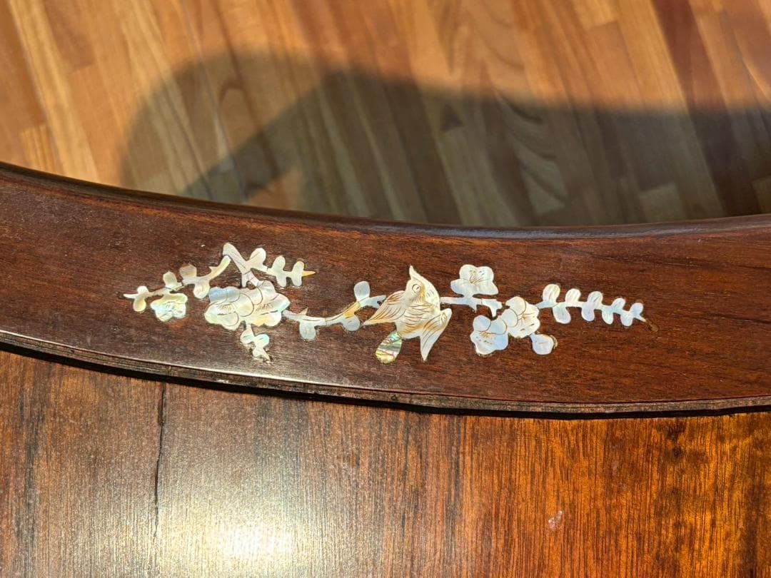 高級家具　螺細細工　花梨　中国美術　サイドテーブル　椅子　唐木　家具　木製