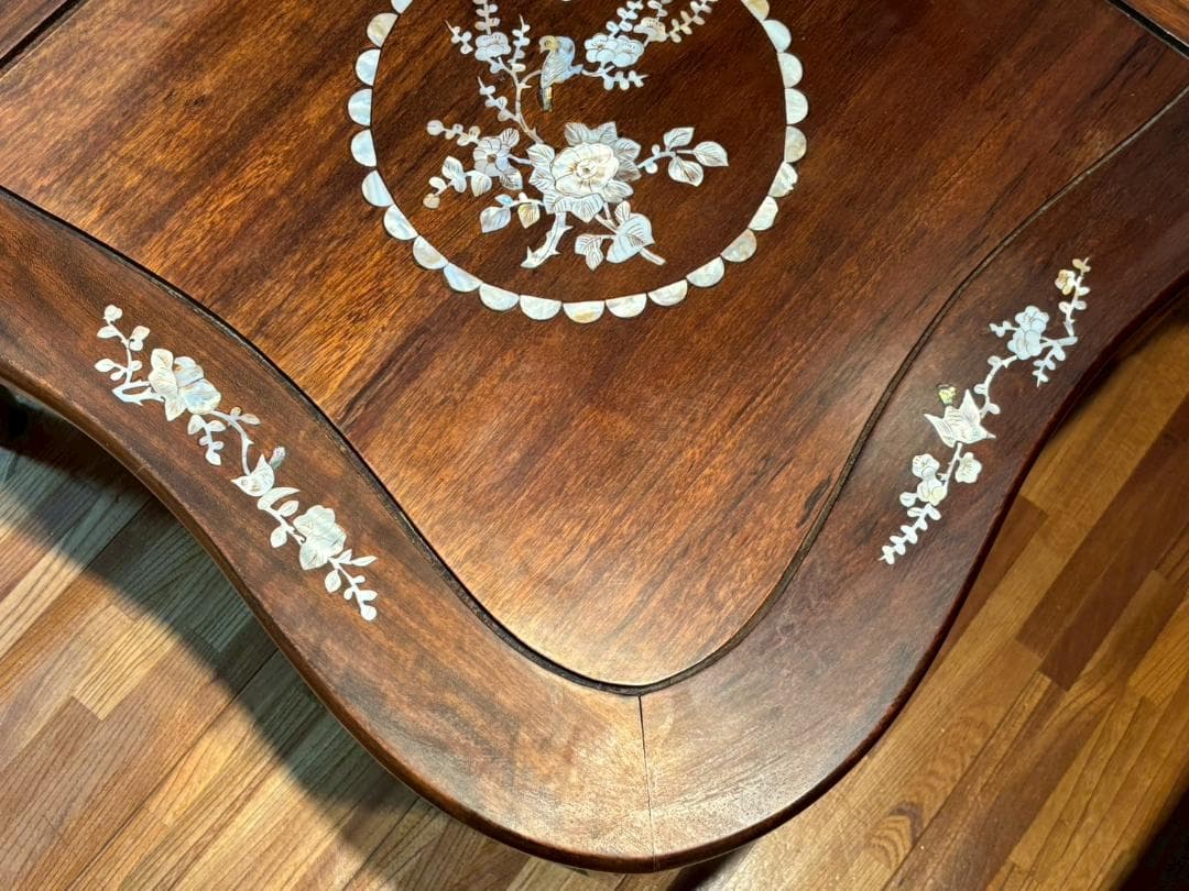 高級家具　螺細細工　花梨　中国美術　サイドテーブル　椅子　唐木　家具　木製