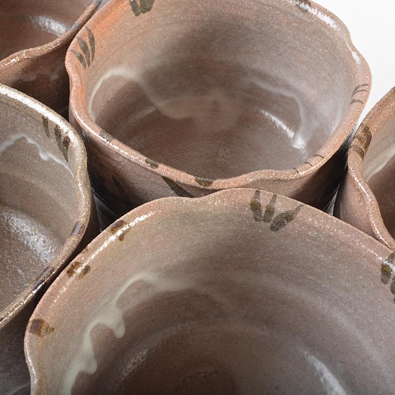 唐津焼　三玄窯　中里重利作　絵唐津　向付　五客　共布共箱　M　R5859B