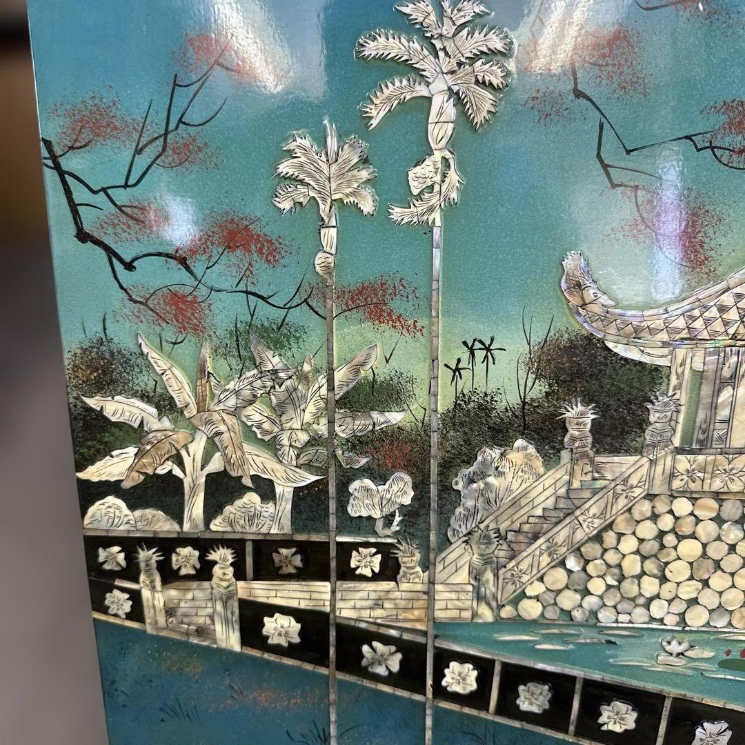 螺鈿細工，貝殻，中国，インテリア，アジア風庭園アートパネル