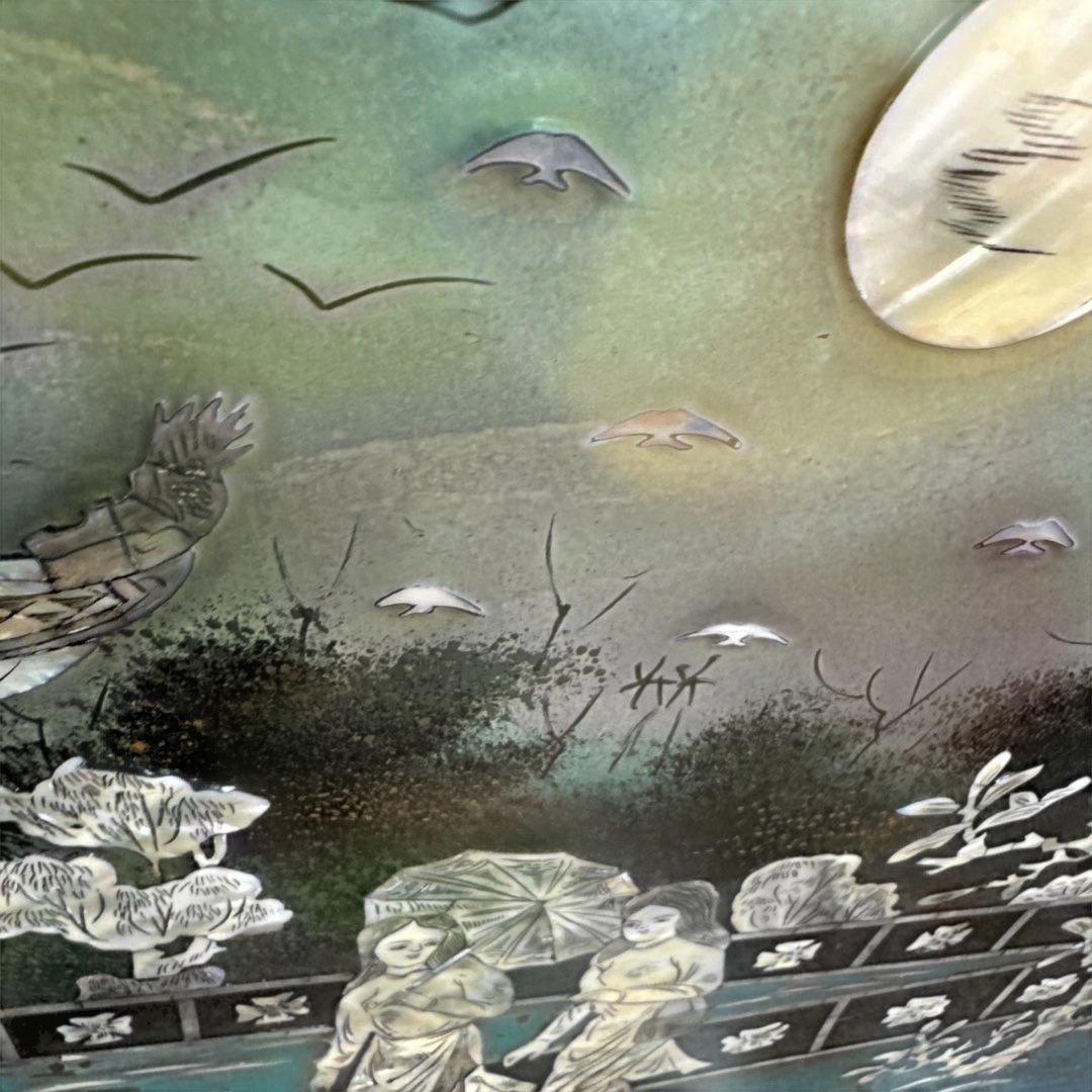 螺鈿細工，貝殻，中国，インテリア，アジア風庭園アートパネル