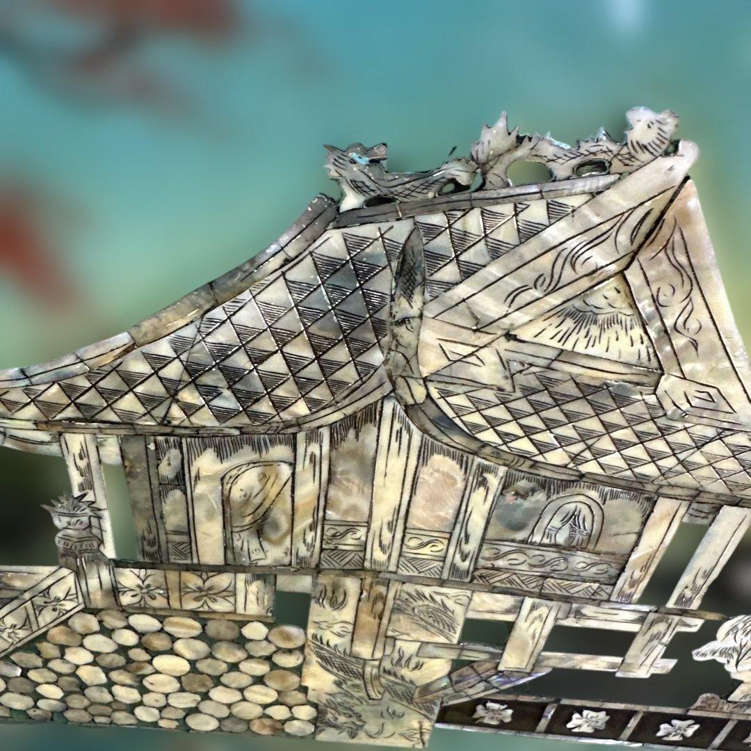 螺鈿細工，貝殻，中国，インテリア，アジア風庭園アートパネル