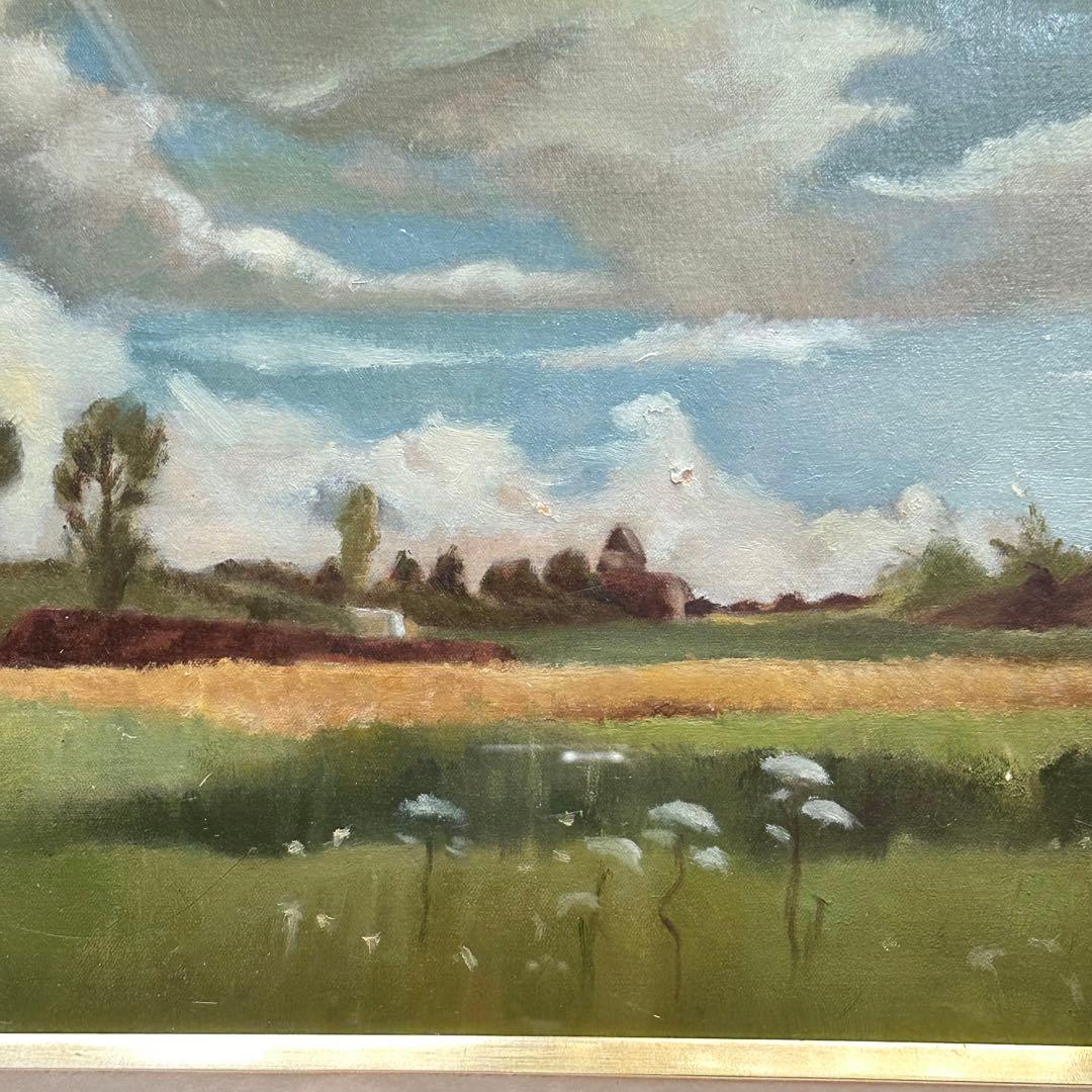 2114様感謝‼️麦‼️大地の恵み肉筆フランス麦畑‼️「五月の麦畑」ランドン作油彩画