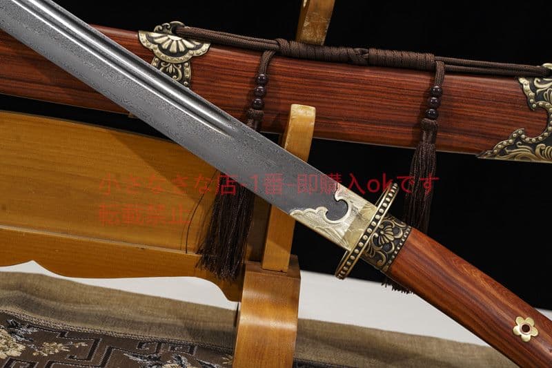 嘉裕牛尾刀模様鋼赤白檀  古兵器 武具 刀装具 日本刀 模造刀 居合刀