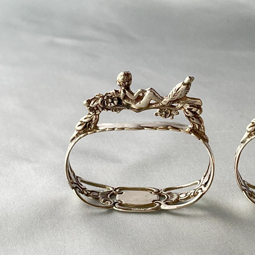 【ALBO】天使と鳥のナプキンリング　2個【純銀】