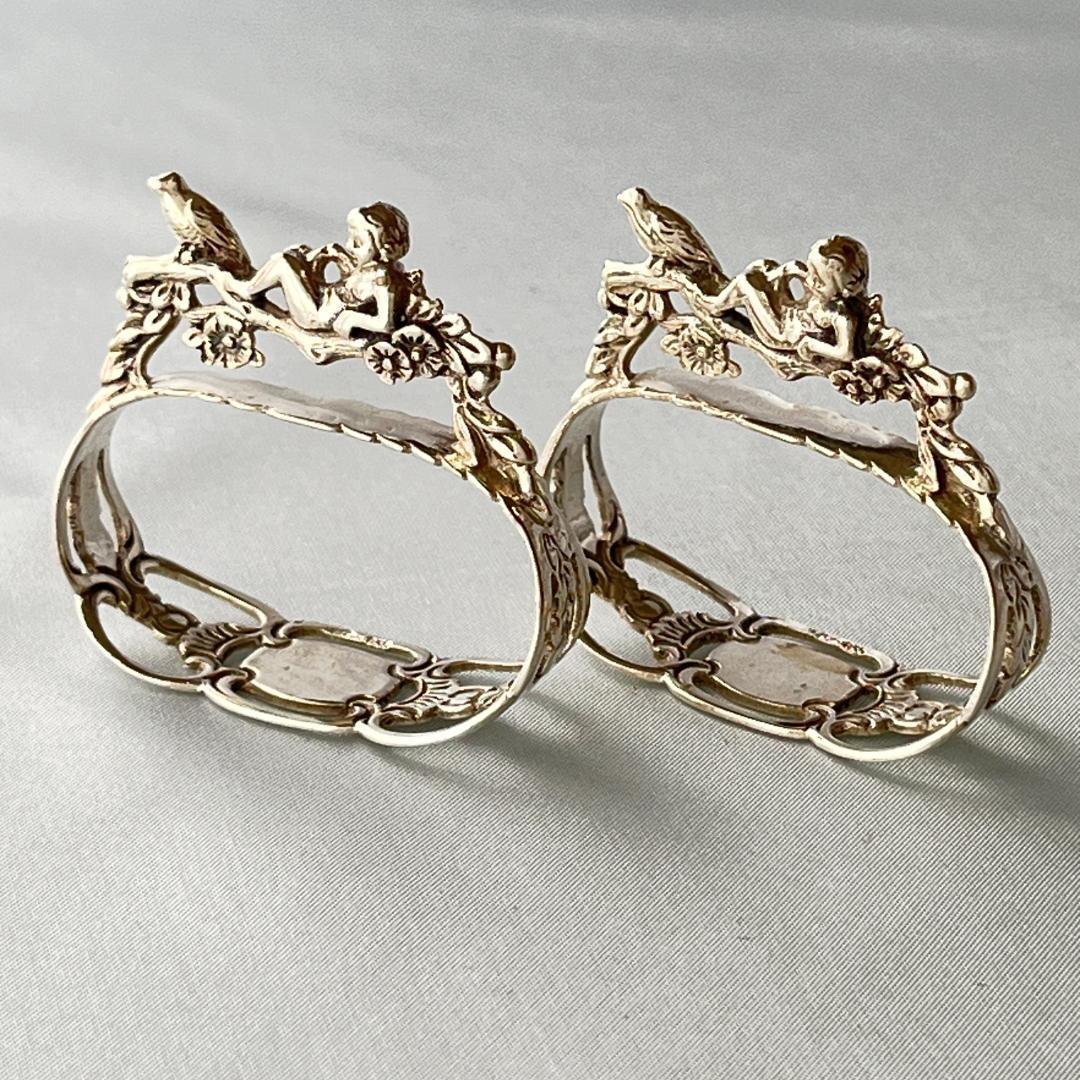 【ALBO】天使と鳥のナプキンリング　2個【純銀】