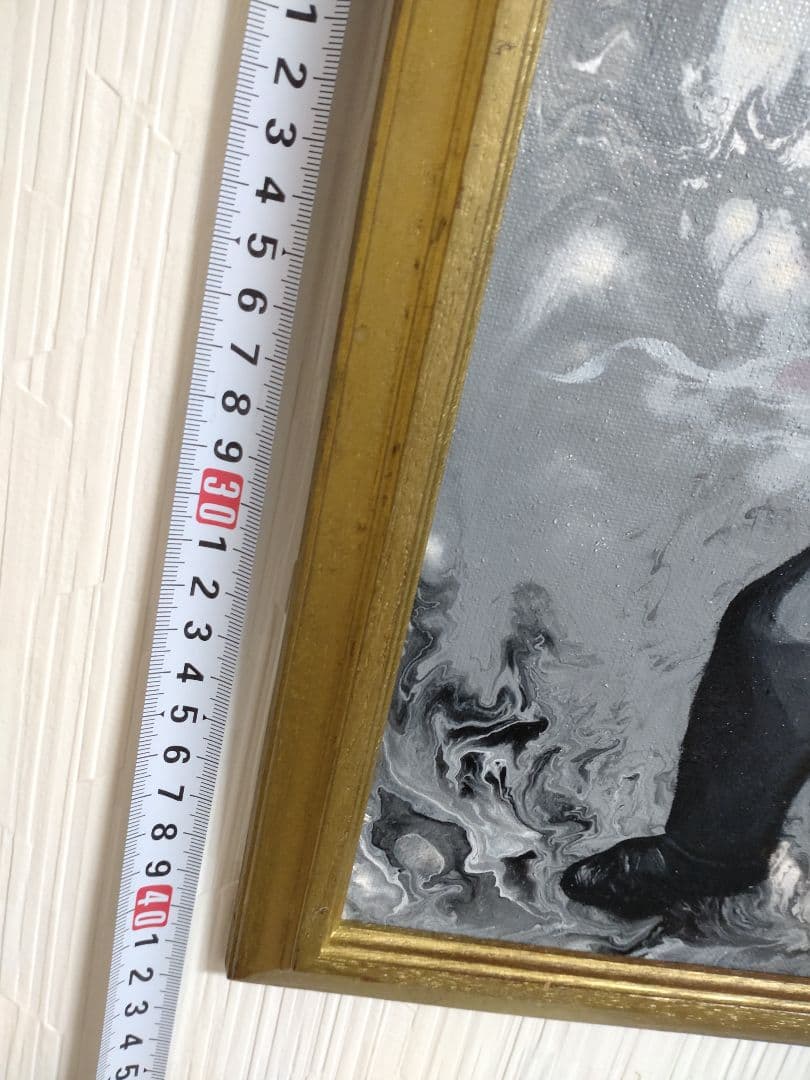 労働者の油絵【失いながら働く男】1点物の原画◆作者サイン入り◆額縁付属