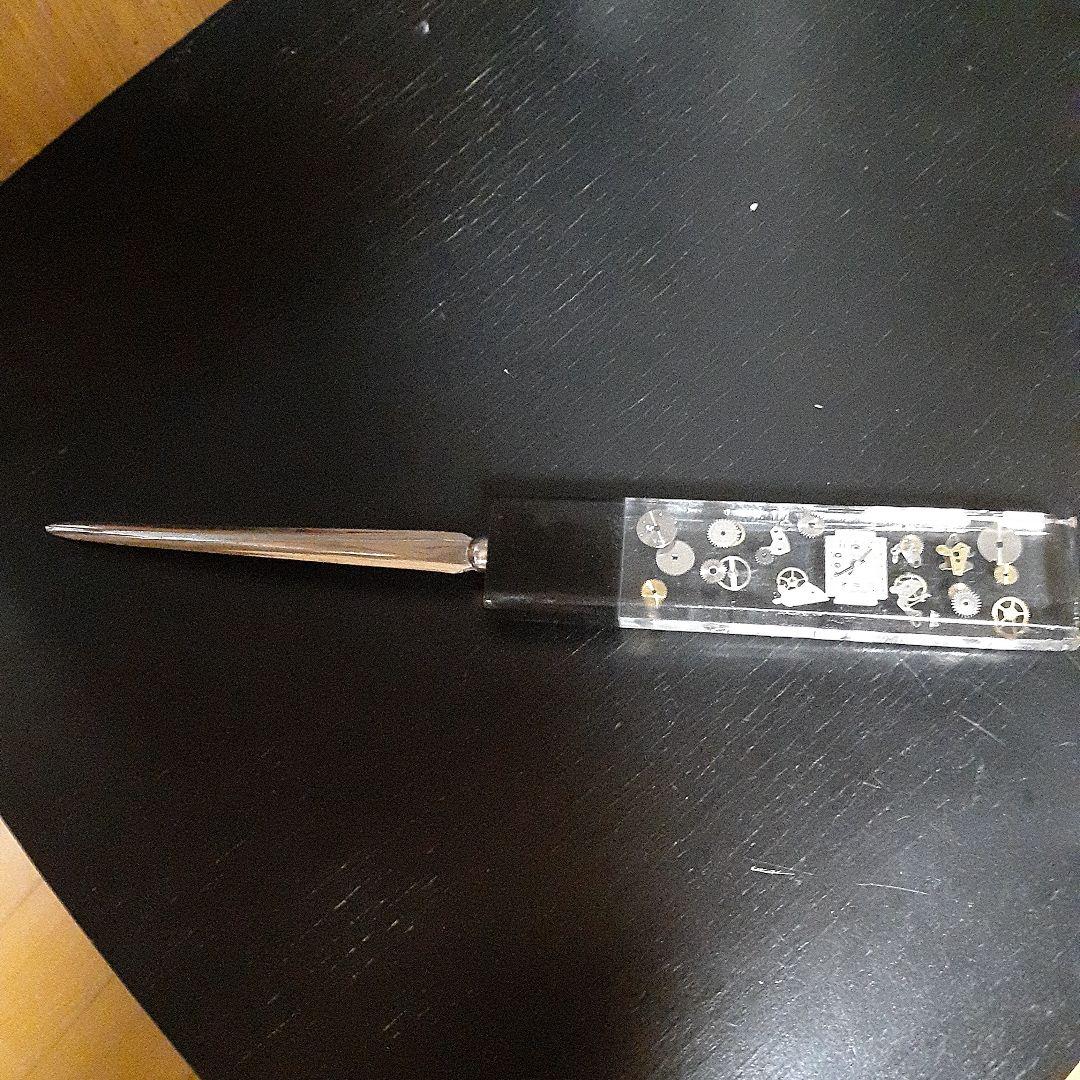 激レア　スイス時計　パーツ封入　ペーパーナイフ　中古品