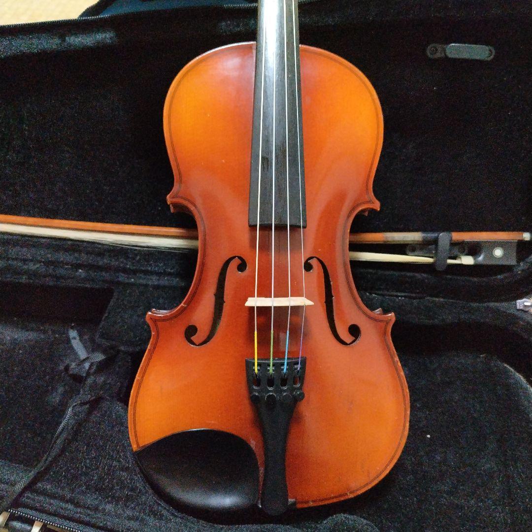 バイオリン本体　1/2サイズとバイオリンケース 軽量ライトブルー、弓付、肩当て付