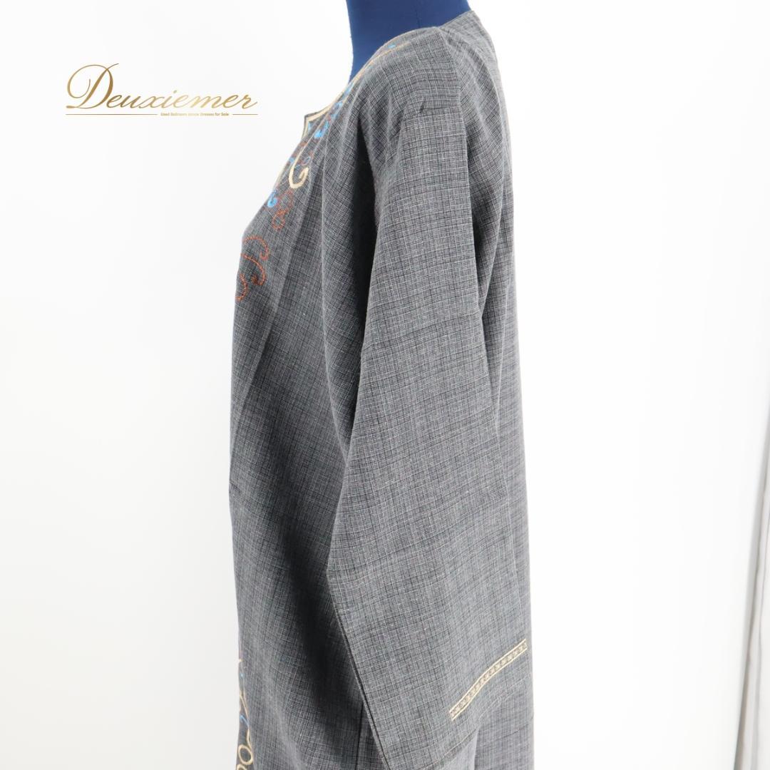 【ベリーダンス用衣装】ダークグレー ガラベーヤ ワンピース ドレス 鼠色 黒 花