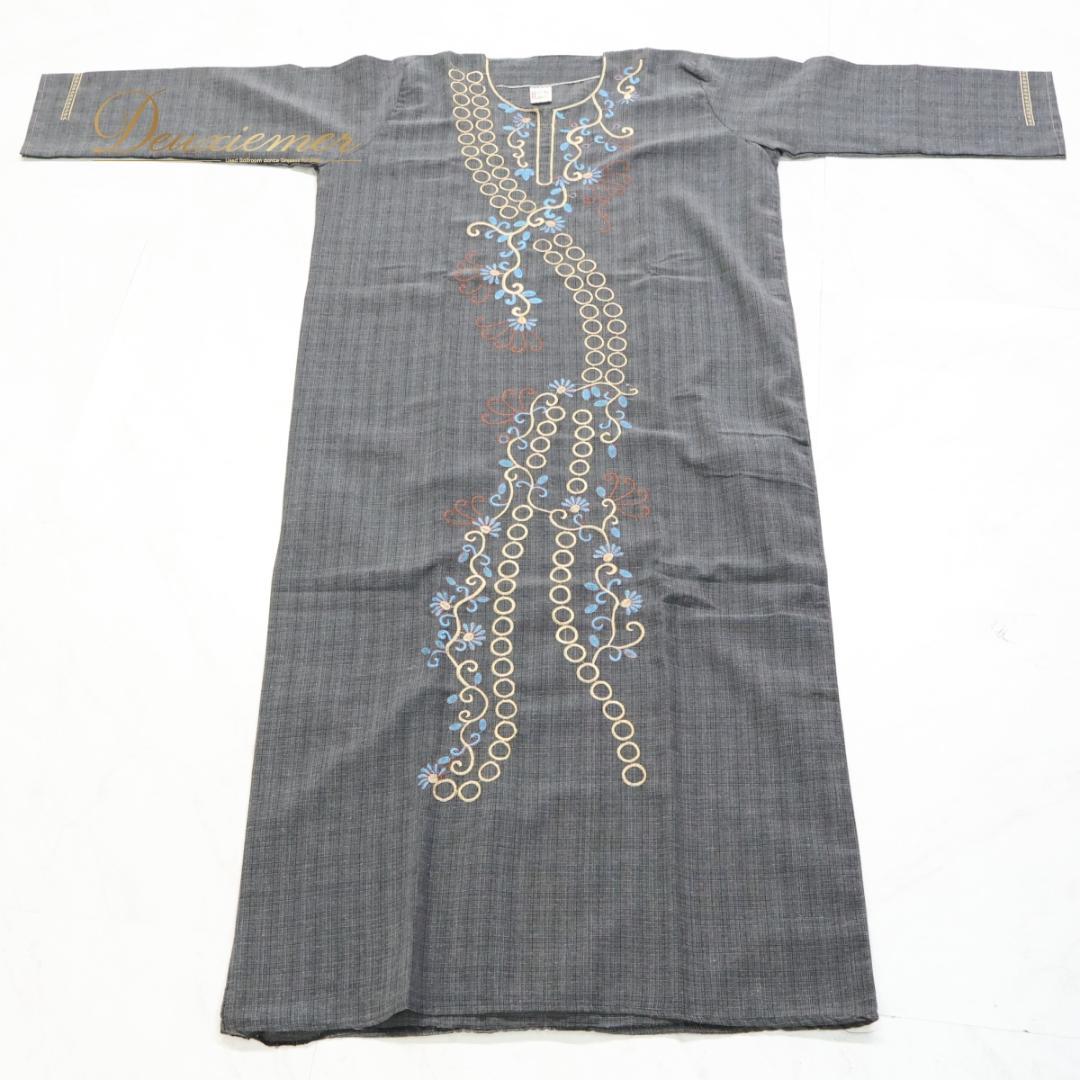【ベリーダンス用衣装】ダークグレー ガラベーヤ ワンピース ドレス 鼠色 黒 花