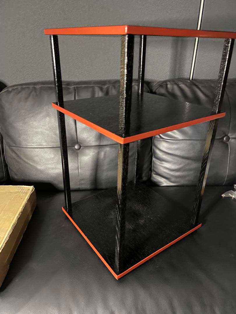 良品　玄々斎好　更好棚　組み立て式二重棚　黒漆爪紅　茶道具　裏千家　風炉　桐材