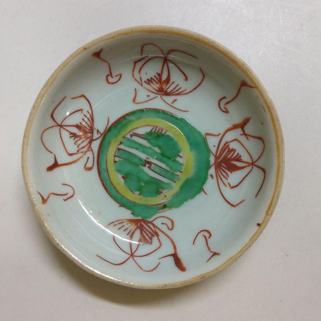 中国古玩 呉須 赤絵 小皿5枚 時代物