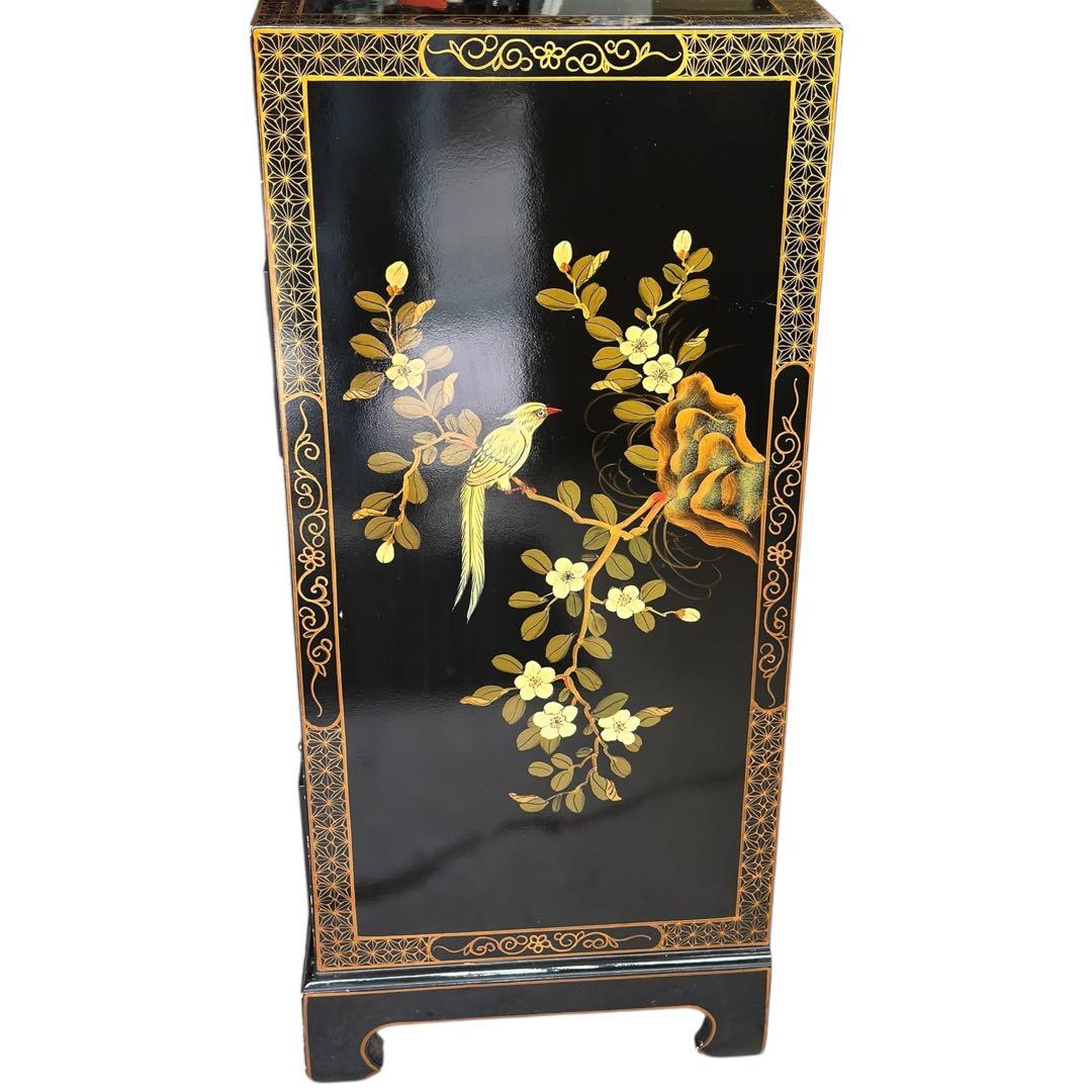 蒔絵花鳥図 漆塗箪笥 韓国 中国 唐木 螺鈿 象嵌 漆 キャビネット タンス