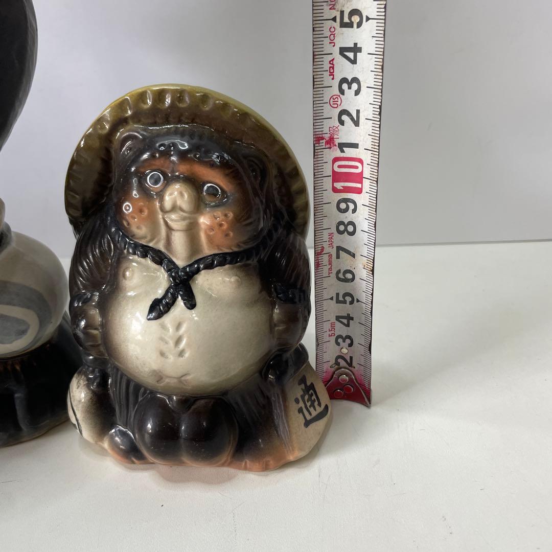狸の陶器置物セット（大・小）