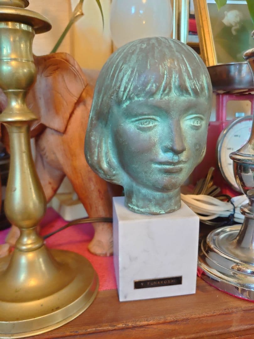 Y.FUNAKOSHI 少女「アンナ」ブロンズ頭像 大理石