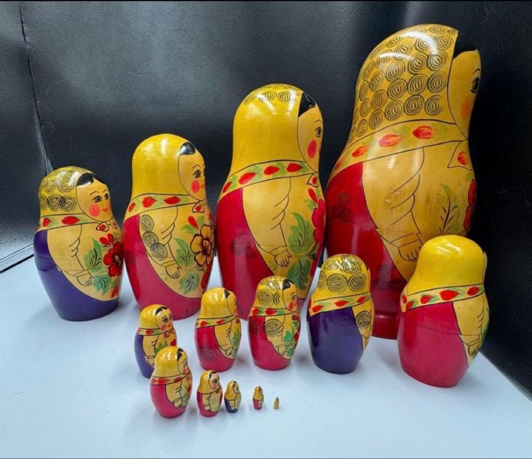ソビエト　アンティーク　セミョーノフ社、巨大なマトリョーシカ　14組