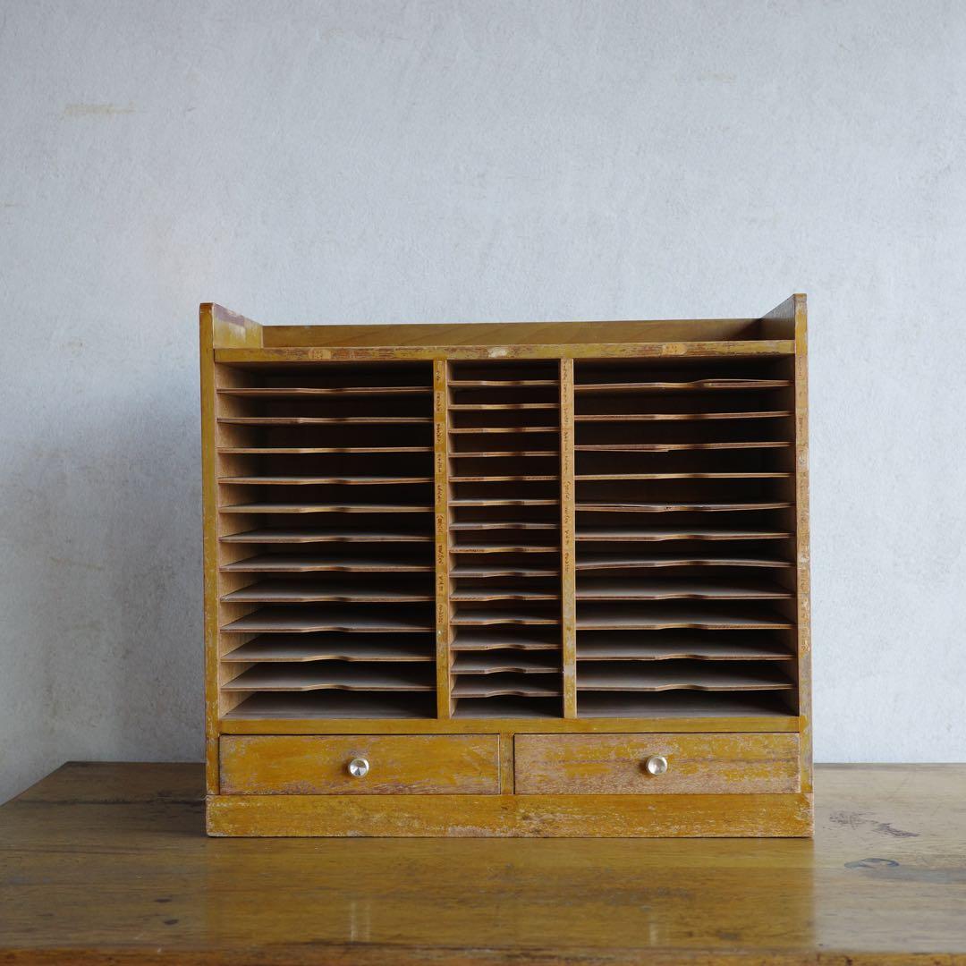 古家具　古いレトロなカルテ棚　レターラック