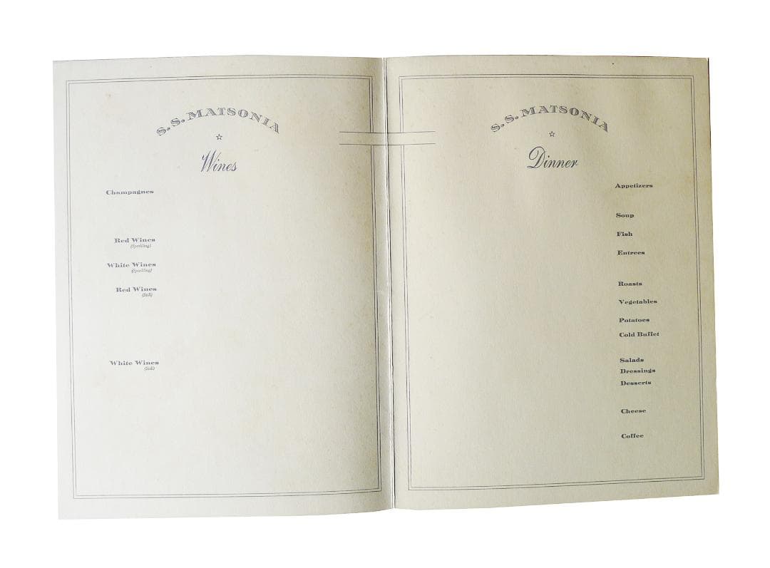 マトソンラインのディナーメニュー　その2フランク・マッキントッシュシリーズ