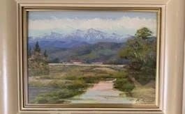 森下一夫　風景画 油彩画 金色フレーム付き