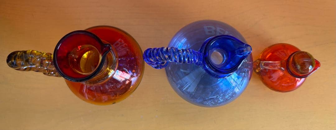 琉球ガラス　水差し　ガラス細工　置物　インテリア　3個セット