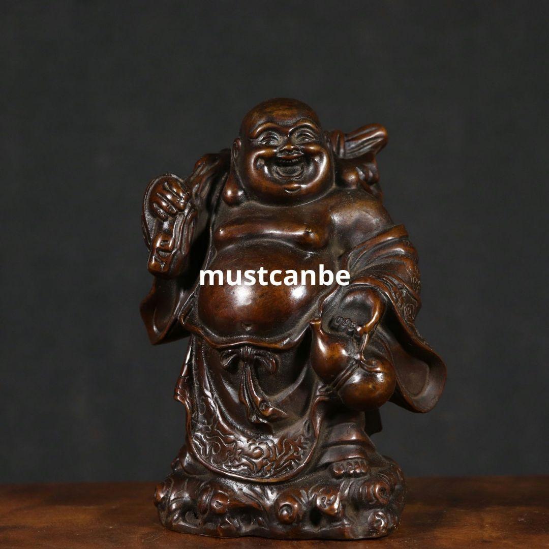 銅製 仏像黄金袋弥勒仏仏像 めでたい如意 楽観仏 工芸品 置物