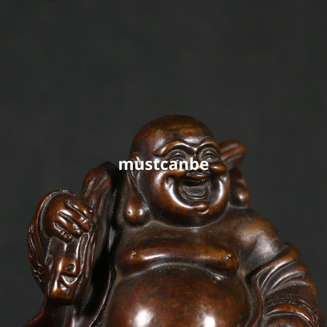 銅製 仏像黄金袋弥勒仏仏像 めでたい如意 楽観仏 工芸品 置物