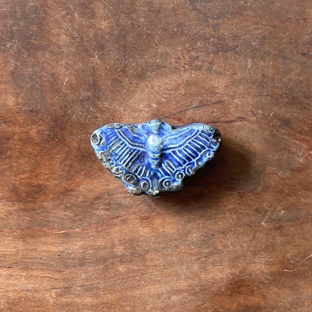 李朝　瑠璃釉　蝶形　水滴　文房具　書道具　李朝時代