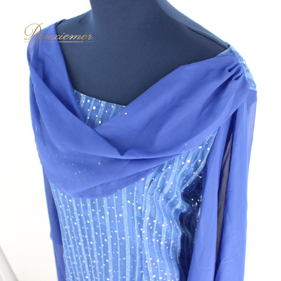 【美品 社交ダンス衣装】ワンピース ドレス ICHIOKU 青 ブルー キラキラ