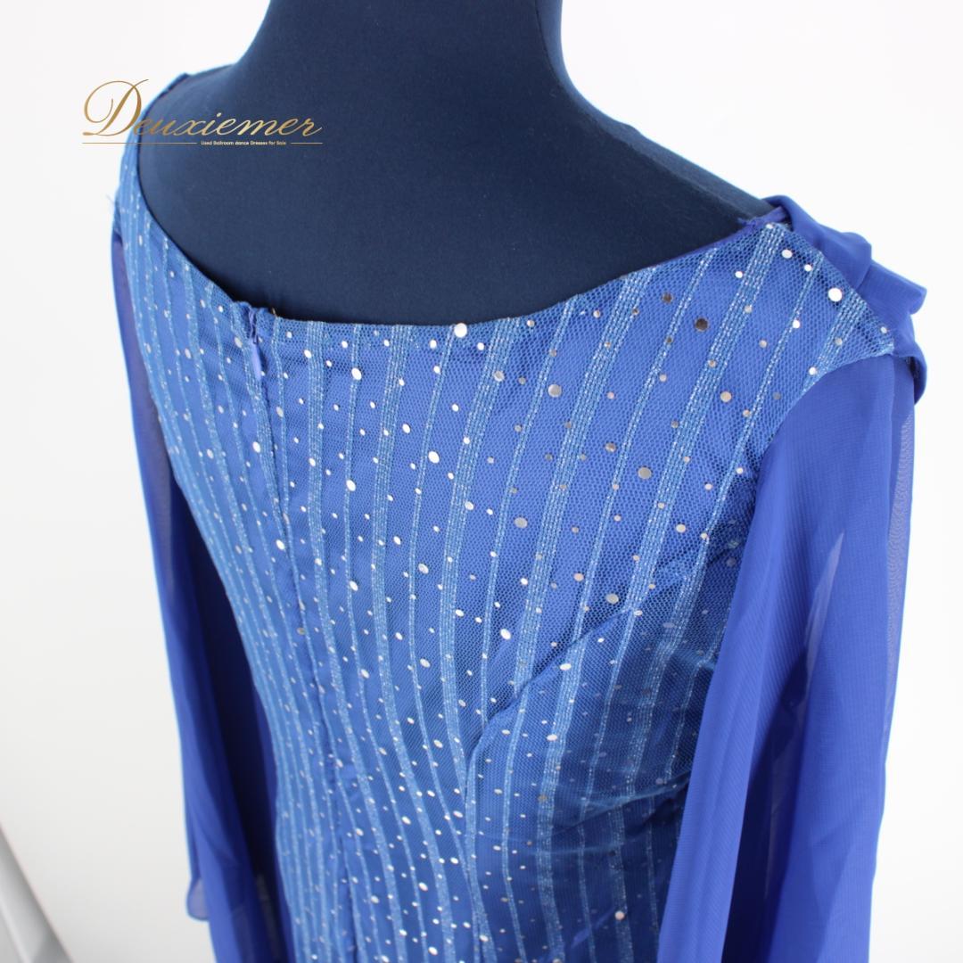 【美品 社交ダンス衣装】ワンピース ドレス ICHIOKU 青 ブルー キラキラ